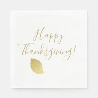 Happy thanksgiving - Elegant Gold Autumn Leaf Napkins
