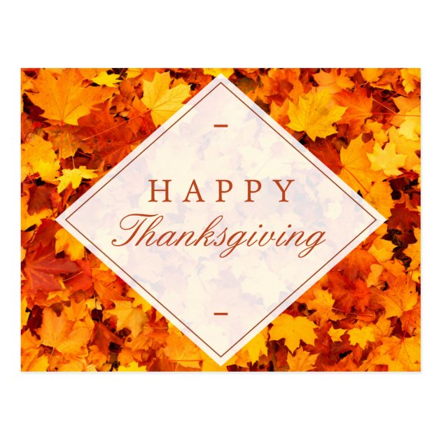 Happy Thanksgiving | Elegant Gold Red Fall Leaves Postcard