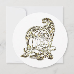 Happy Thanksgiving Elegant Golden Cornucopia Holiday Card