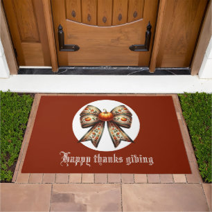 Happy Thanksgiving Elegant white& brown minimal Doormat