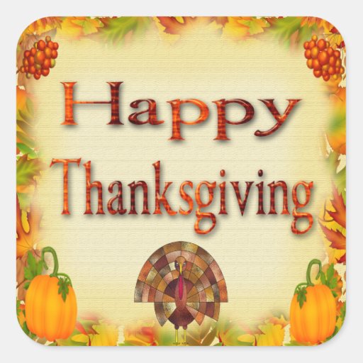 Happy Thanksgiving Envelope Seals Square Sticker | Zazzle