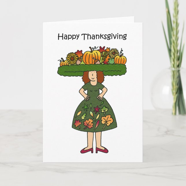 Happy Thanksgiving Fabulous Hat and Dress Card (Front)