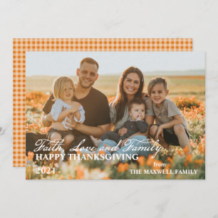 Happy Thanksgiving - Faith Love and Family 1 Photo Holiday Card