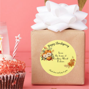 Happy Thanksgiving Fall/Autumn Business Marketing Classic Round Sticker