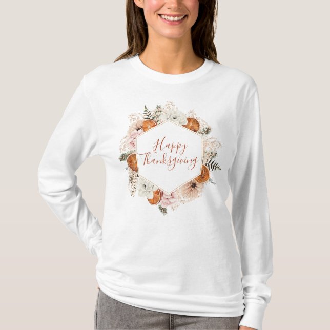 Happy Thanksgiving Fall Citrus Pine T-Shirt (Front)