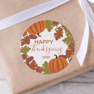 Happy Thanksgiving  Fall  Classic Round Sticker