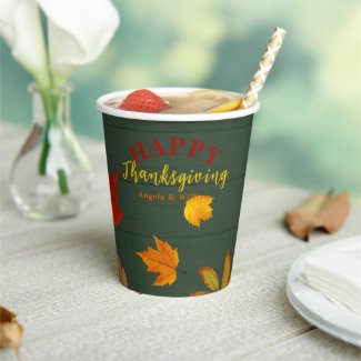 Happy Thanksgiving Fall Colorful Foliage On Wood