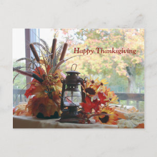 Happy Thanksgiving Fall Colors Autumn Trees Holiday Postcard