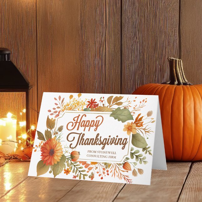 Happy Thanksgiving Fall Flowers Custom Business Card (Creator Uploaded)