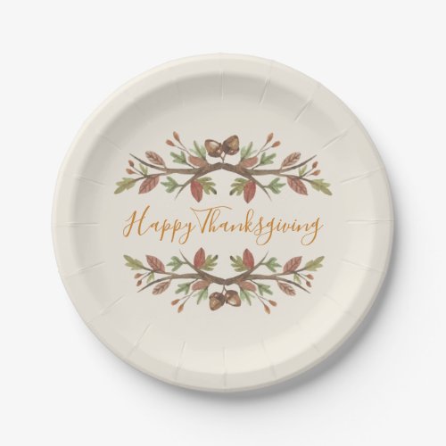 HAPPY THANKSGIVING FALL FOLIAGE PAPER PLATES