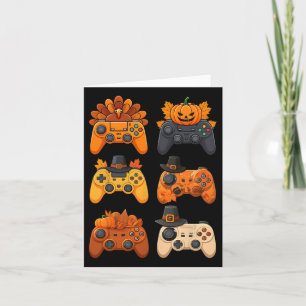 Happy Thanksgiving Fall Gaming Controllers Turkey Card