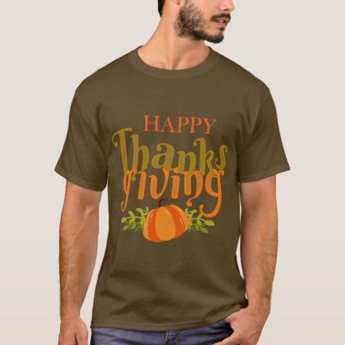 Happy Thanksgiving Fall Green Yellow Pumpkin  T_Shirt