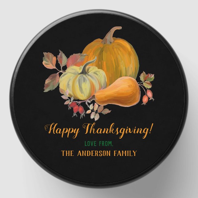 Happy Thanksgiving Fall Harvest Pumpkins Foliage  Mini Candle Favors (Front)
