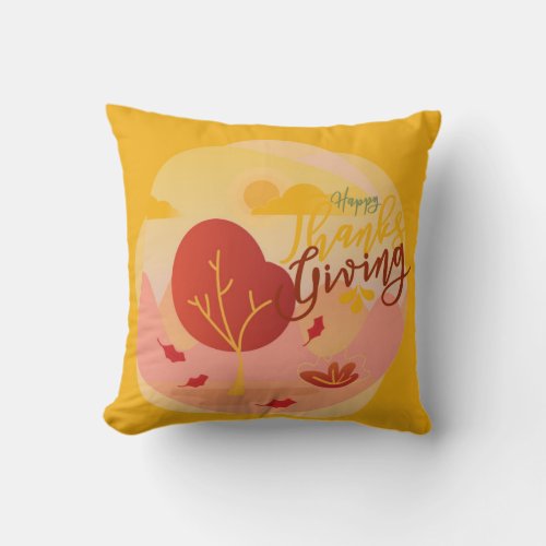 Happy Thanksgiving Fall Home Decor Modern Autumn Throw Pillow