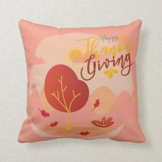 Happy Thanksgiving Fall Home Decor Modern Hygge Throw Pillow