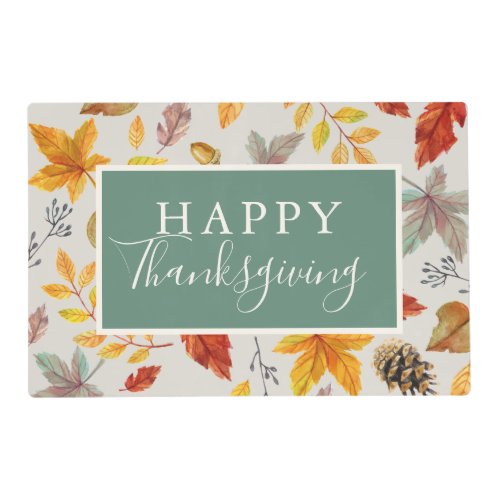 Happy Thanksgiving Fall Leaf Pattern Placemat