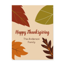 Happy Thanksgiving Fall Leaves and Your Name
