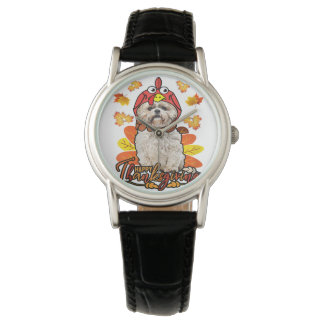 Happy Thanksgiving Fall Leaves Autumn Shih Tzu Watch