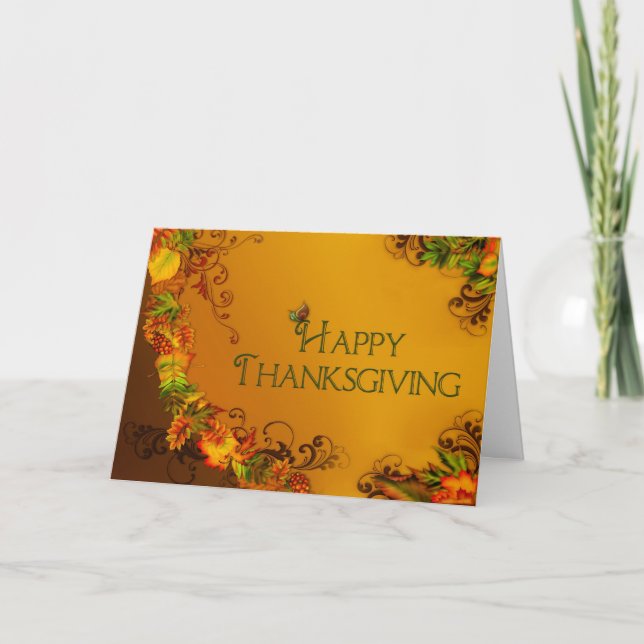 Happy Thanksgiving - Fall Leaves - Christian Holiday Card (Front)