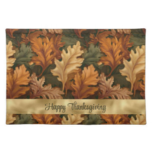 Happy Thanksgiving Fall Leaves Cloth Placemat