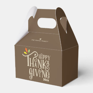 Happy Thanksgiving Fall Leaves Favor Boxes