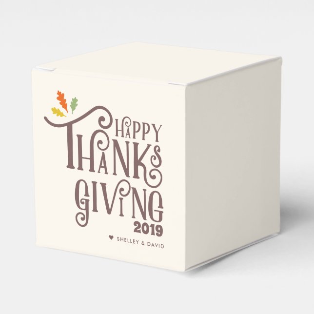 Happy Thanksgiving | Fall Leaves Favor Boxes (Front Side)