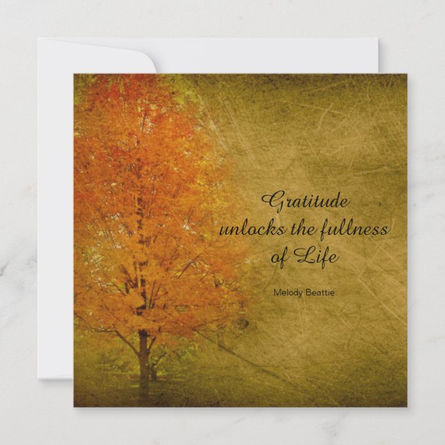 Happy Thanksgiving Fall Leaves Gratitude Flat Holiday Card (Front)