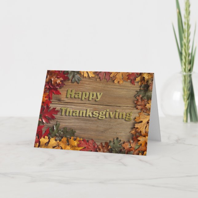 Happy Thanksgiving Fall Leaves Holiday Card (Front)