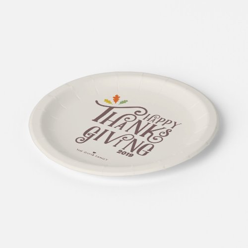 Happy Thanksgiving  Fall Leaves Paper Plates
