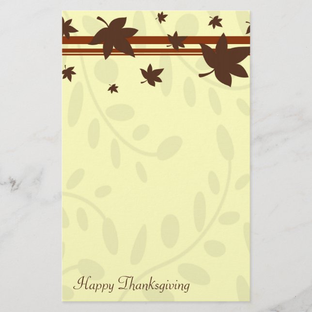 Happy Thanksgiving Fall Leaves Stationery (Front)