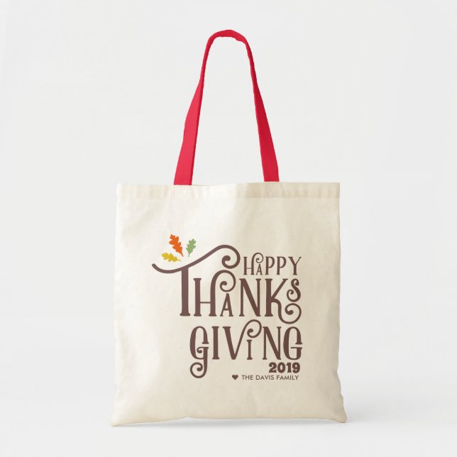 Happy Thanksgiving | Fall Leaves Tote Bag (Front)