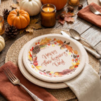 Happy Thanksgiving Fall Leaves Wreath Party Decor
