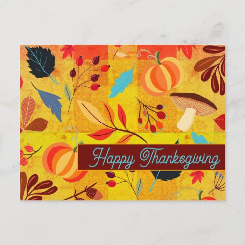 Happy Thanksgiving Fall Nature Message Template Postcard