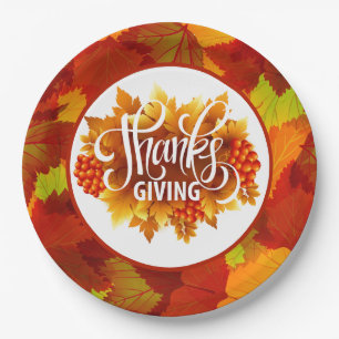 Happy Thanksgiving Fall Paper Plate