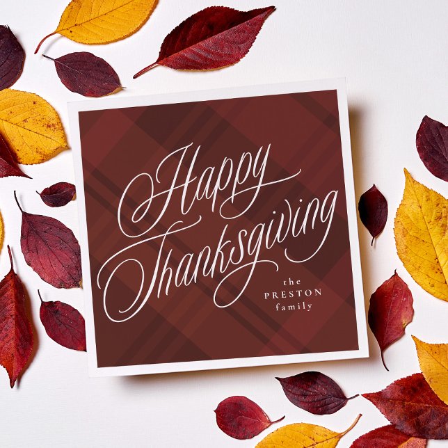 Happy Thanksgiving fall plaid Napkins (Creator Uploaded)