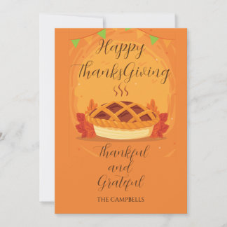Happy Thanksgiving FALL Pumpkin pie Holiday Card
