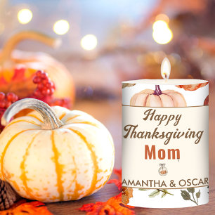 Happy Thanksgiving Fall Pumpkin Pillar Candle