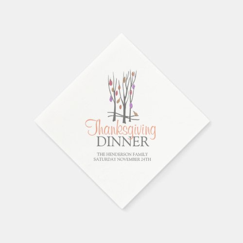 Happy thanksgiving fall tree napkins