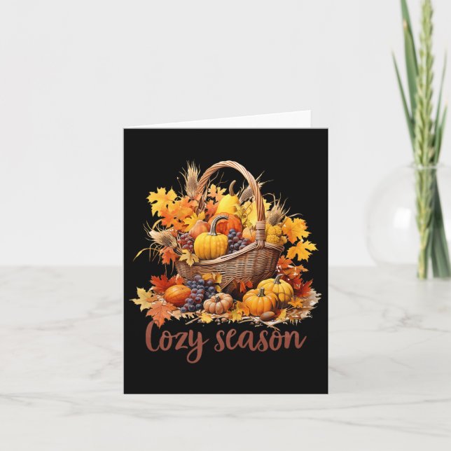 Happy Thanksgiving Fall Vibes Cozy Season Premium  Card (Front)
