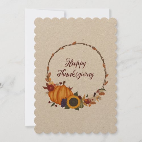 Happy Thanksgiving Fall Wreath Holiday Card