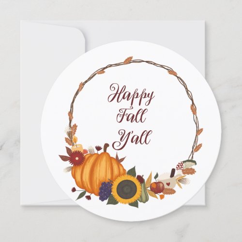 Happy Thanksgiving Fall Wreath Invitation