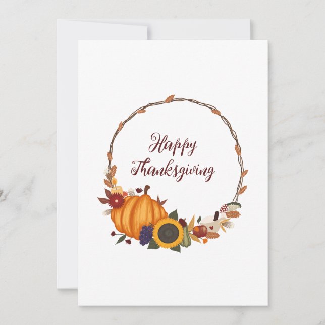 Happy Thanksgiving Fall Wreath Invitation (Front)
