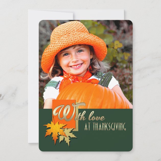 Happy Thanksgiving. Falling Leaves Photo Cards