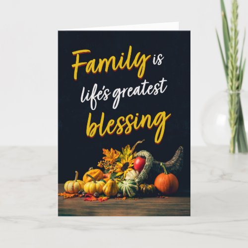 Happy Thanksgiving Family Beautiful Cornucopia Holiday Card