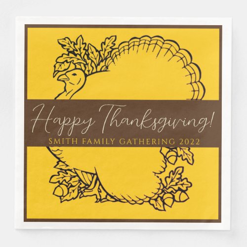 Happy Thanksgiving Family Gathering Personalized Paper Dinner Napkins