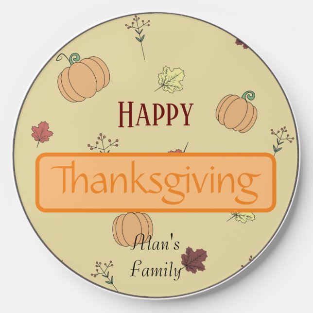 Happy Thanksgiving Family Gift Wireless Charger (Front)