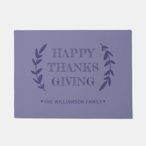 HAPPY THANKSGIVING Family Name Navy Blue Doormat