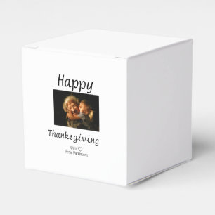 Happy Thanksgiving family name photo black simple Favor Boxes