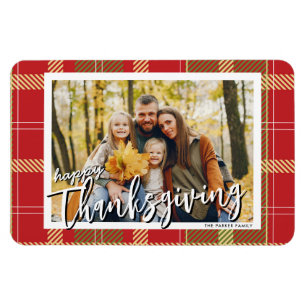 Happy Thanksgiving Family Photo Autumn Gratitude Magnet