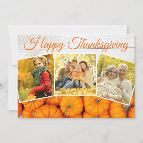 Happy Thanksgiving Family Photo Pumpkin Patch Card